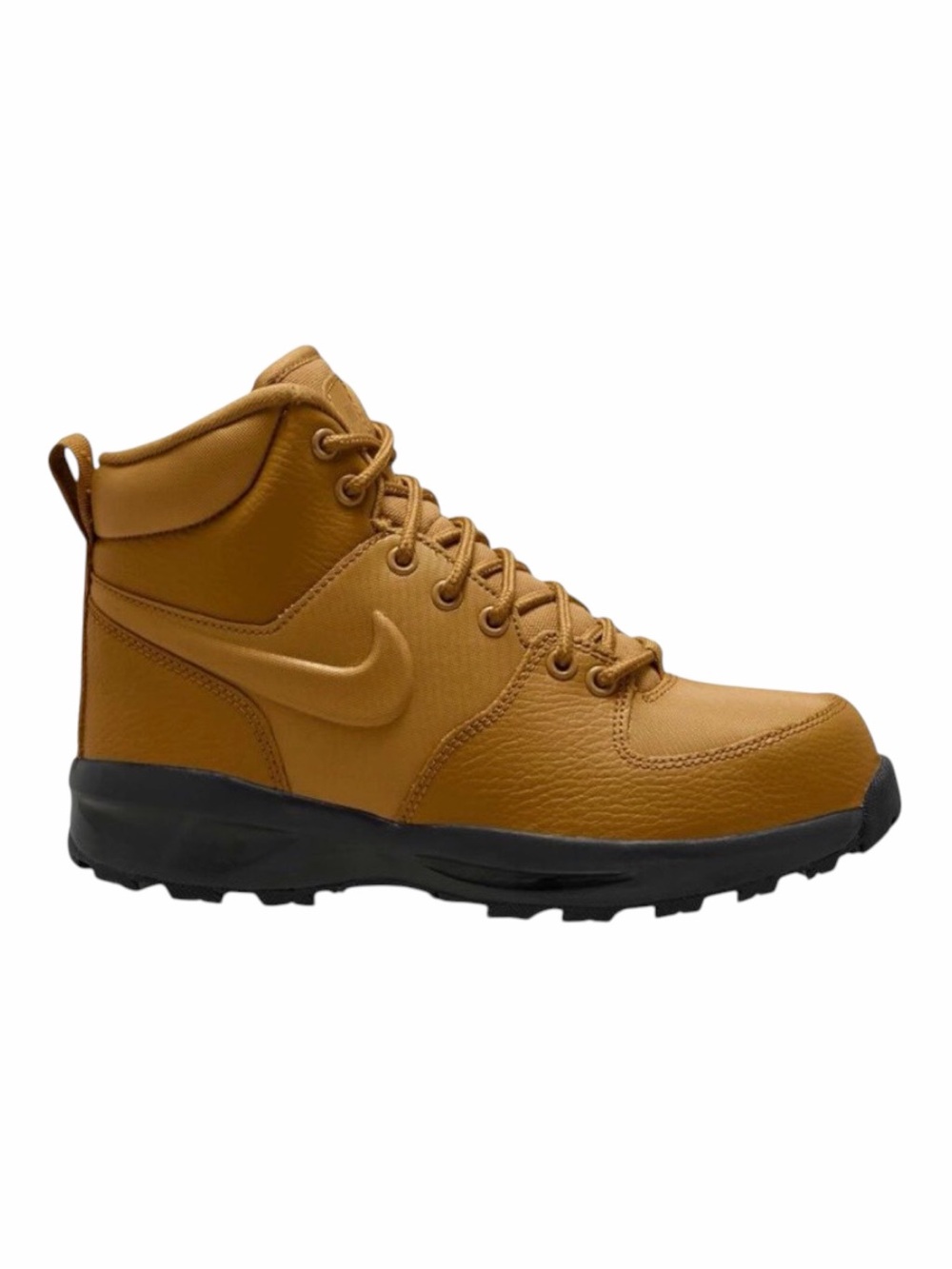 Nike  Boys Manoa LTR  Wheat/Tan Leather Trail Boot with Black Outsole.